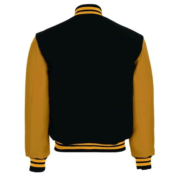 SLEDWISE • Varsity Letterman Coat Bomber Genuine Leather Unisex Baseball Jacket - Picture 2 of 15